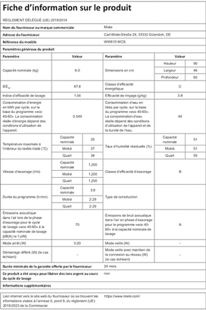 Lave-linge top MIELE WW 610